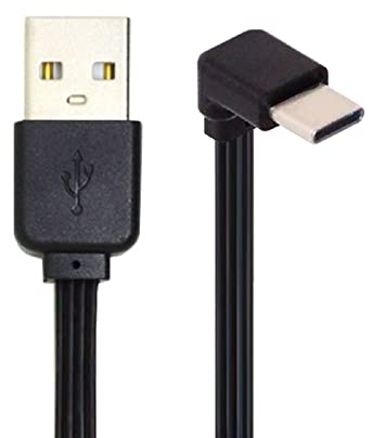 cablecc USB 2.0 tipo A macho a USB-C tipo C hacia arriba hacia abajo en ángulo de 90 grados FPC cable plano delgado FPC para FPV y disco y teléfono, 13 cm