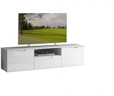 Meuble TV Blanc laqué 2 Portes & 1 tiroir - Sienna