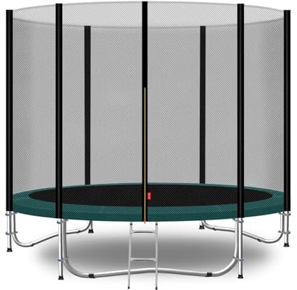 Baunsal® Trampolin Outdoor Ø 183 cm (EXD) grün als Komplettset mit Federabdeckung, Sprungmatte, Netz und Leiter - Gartentrampolin Spielzeug für Kinder
