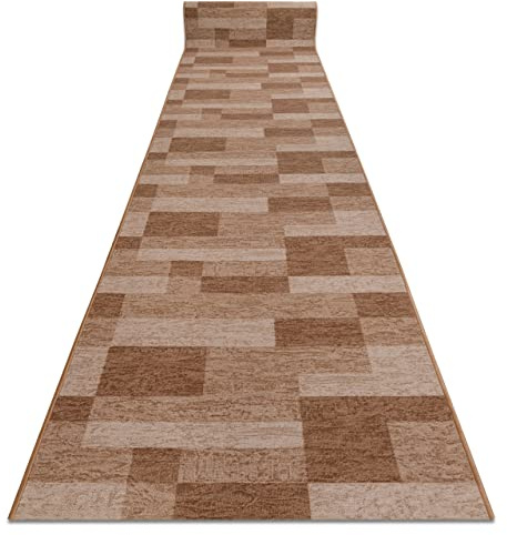 rugsx Antirutsch Teppichläufer Icona - moderner Kurzflor für Küche, Flur & Wohnzimmer, Meterware, Beige 80x400 cm