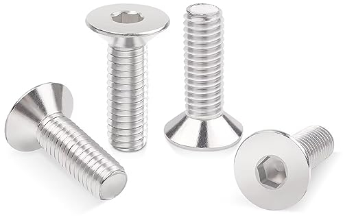 100 Pièces M4x20mm Allen Vis à Tête Fraisée, Leryati Vis M4 Boulon Inox DIN7991/ ISO10642 Vis Hexagonales Acier Inoxydable A2 V2A Filetage, Filetage Métrique Cylindrique Avec Six Pans Creux Vis