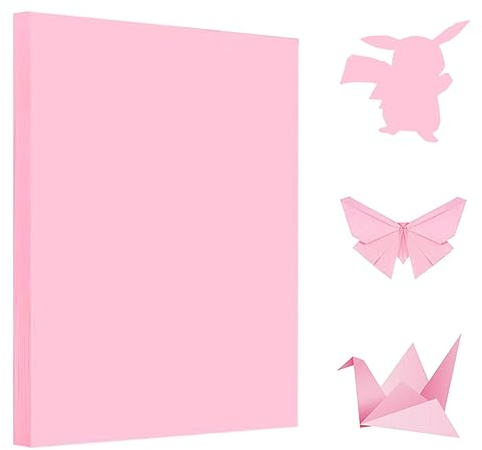 Lot de 100 feuilles de papier origami rose A4, 70 g/m², papier pliable double face, 297 mm x 210 mm, pour loisirs créatifs, loisirs créatifs, découpe de papier