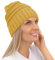 Mikos* Damen Beanie Mütze Wintermütze, Strickmütze Beaniemütze für Mädchen, Winter Herbst, Weicher Klassische Grobstrick Wintermützen Einheitsgröße 709 (Senfgelb)