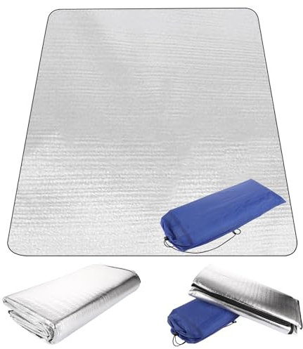 Matelas isolant en aluminium - 195 x 195 cm - Pliable - Pour le camping - Imperméable - Anti-humidité - Ultra léger - Isolation thermique - Tapis de camping pour yoga, sport