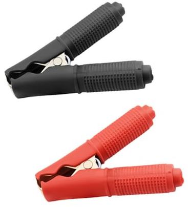 CGEAMDY 2 Pezzi Clip a Coccodrillo per Auto, Morsetti a Coccodrillo per Auto con Guaina Isolante, Pinze per Cavi Batteria Puro Rame Morsetti a Coccodrillo, Applicabile Automobili Camion(94.5x70mm)