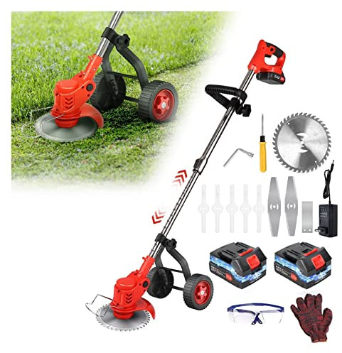 Cesoia per erba tagliasiepi portatile, Tagliaerba Tagliaerba elettrico a batteria Tagliasiepi Potatura elettrica da giardino portatile regolabile con batteria ruota aggiornata Leggero e facile da usar