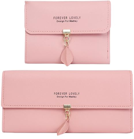 BDSHUNBF 2 Pcs Portefeuille Femme, Porte Monnaie Slim Avec Fermeture Éclair, Poche à Monnaie et Porte-Cartes