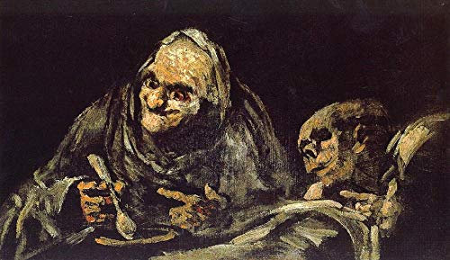 Toperfect Gemälde auf Leinwand, Berühmtes Ölgemälde, Alte Esssuppe Francisco de Goya schwarz –04, €50-2000 Handgemalt von Lehrern der Kunstakademien