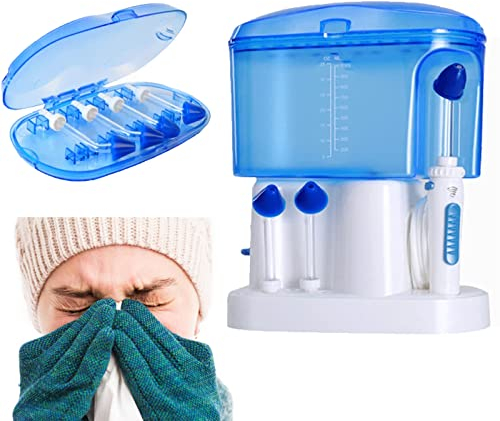 Kit de enjuague sinusal, enjuague nasal eléctrico, máquina de limpieza de nariz de 1000 ml con 4 boquillas, limpiador de lavado nasal para alivio de alergias y senos nasales, adecu