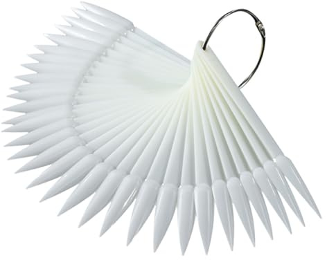 Healeved 50pcs Fan Shaped Nail Tips Palette Nail Practice Display Boards Natural Beige for Training Salon Use