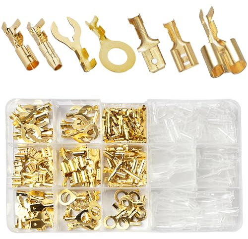 Wire Connectors Kit Bullet Connectors Kit Male And Female Wire Spade Connector With Insulating Sleeve Fork Connector for Insulated Ring Terminals Suitable for Speaker Wire Connectors (280 Pcs)