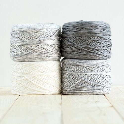 Babydecken-Set mit Farbverlauf, Babyblütengarn, 4 Knäuel Farbverlaufsgarn, 50 % Baumwolle und 50 % Viskose-Garn, Muster zum Stricken, Grau (Helios Gray)
