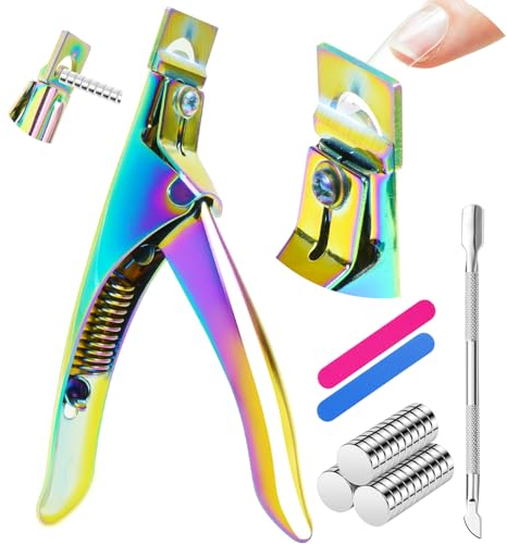 IUHFSIFS Nagelknipser Gelnägel mit Sizer-Magnet【Scharfe Klinge aus Hochtitanlegierung - SGS zertifiziert】Maniküre Tip Cutter【100% genaue Messung】 Maniküre-Salon und Heim, Magnet 15 Stück, Farbe