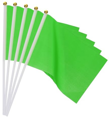 PATIKIL Mini Drapeaux Vierges,25 Pcs Vert Petits Drapeaux Colorés de Sublimation à Décorer pour Anniversaire, Cour, Pelouse, Marquage au Sol, Sport, Golf, Fête, Irrigation, 30x21cm