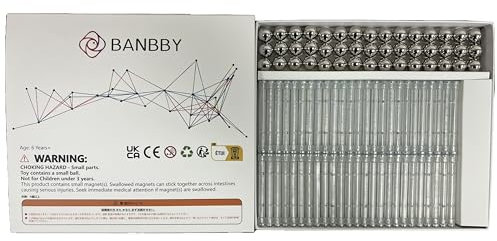 BANBBY 145 Stück Magnetspielzeug, 58mm Baustäbe Set für Kinder, Magnetspiel, Silber