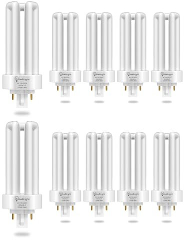 TobeBright 26W 4 Pin Compact Fluorescent Lamp Gx24Q-3 Base, Soft Warm White 2700K 4 Pin Energy Saving CFL Light Bulbs, 3U Shape, AC 220-240V for Office Living Room Kitchen Hallway, 10-Pack