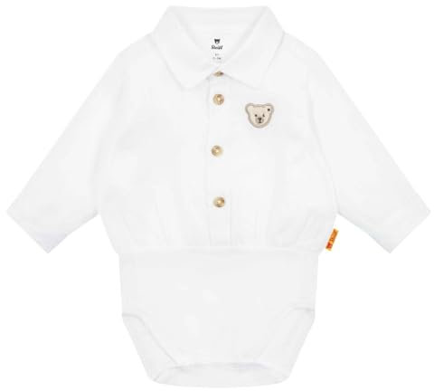 Steiff Baby-Jungen Body Langarm, Bright White, 92