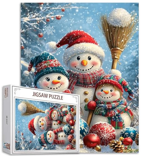 Tucocoo Weihnachten Schneemann 1000-Teile Puzzle für Erwachsene - Klassisches Jigsaw Puzzle - 19.69 x 27.56 Zoll - Karton - 6+ Jahre
