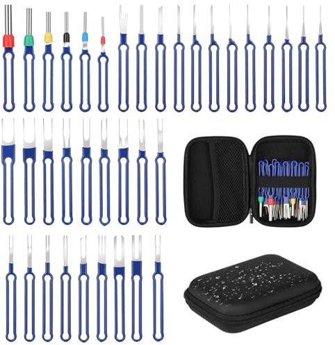 Xiciki 37 PCS Terminal Removal Tool Kit, Depinning Tool Kit,Pin Removal Tool, Universal Pin Extractor and Depinning Tools Set for Electrical Wire Connectors with Protective Bag