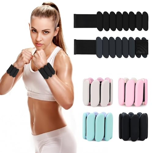 Handgelenkgewichte, 2 Stück Tragbare Handgelenk- und Knöchelgewichte für Männer und Frauen, Verstellbare Silikon-Armbänder für Wandern, Yoga und Fitness, Arm- und Beintraining, 0,9 kg