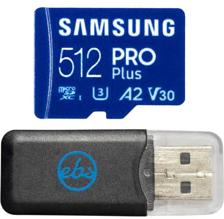 Samsung MicroSD EVO Plus 512GB Memory Card for Action Camera Compatible with GoPro Hero (2024), Hero 13 Black (MB-MD512SA) U3 V30 Bundle with 1 Everything But Stromboli SD & MicroSDXC Card Reader