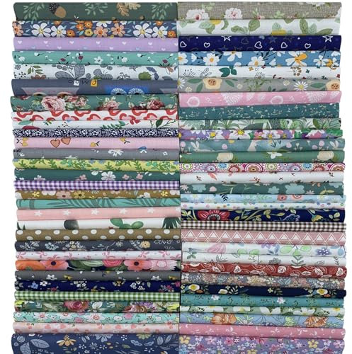 EDGEAM 20 pezzi di tessuto per cucito, 20 x 20 cm, tessuto patchwork, per fai da te, progetti di cucito, patchwork (fiori, 20 pezzi da 20 x 20 cm)