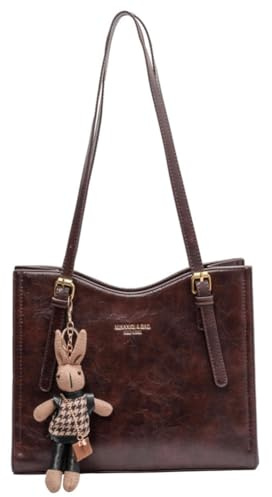 AMZLORD Damen-Umhängetasche im Vintage-Stil, PU-Leder, Slouchy-Tragetasche, große Kapazität, modische Umhängetasche, Damen-Reisehandtasche