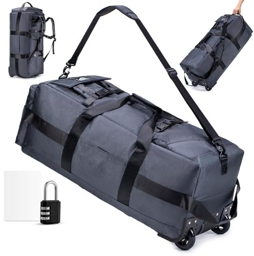 SUCIKORIO Reisetasche Mit Rollen Groß 85L 3 IN 1 Handgepäck Tasche mit Zahlenschloss 3 Stellig 78x33x32cm Wasserdicht Oxford Reiserucksack 2 Rolls XL Rucksack Koffer mit Tragegriffen für Reisen