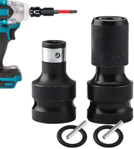 Pack of 2 impact wrench bit adapters, 1/2 to 1/4 inch bit adapter, bit old socket adapter, impact wrench adapter, hex socket for impact wrench screwdriver bit