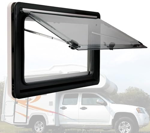 VNATWGOO Finestra Scorrevole Universale, per Camper, Roulotte, Roulotte, Finestra di Uscita A Doppio Strato,1450x550mm