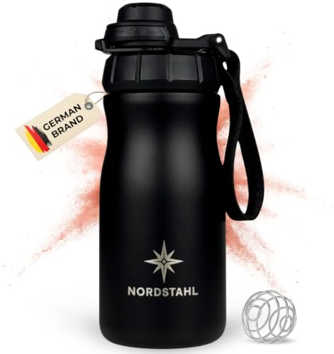 NORDSTAHL Thermo Shaker | 300 ml a 400 ml Shaker | Piccolo shaker di proteine | Shaker di proteine in acciaio inossidabile con palla | Senza BPA e impermeabile | Fino a 24 ore di frullati ghiacciati