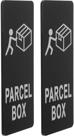 IMIKEYA Lot de 2 Panneaux Indicateurs pour Colis Adhésifs en Acrylique Noir 12 X 5 Cm Résistants aux Intempéries pour Boîtes à Colis Bureaux et Zones de Réception Commerciales