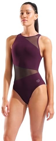 Arena Damen Arena Feel Women's Mesh Panels Angle Vent Back Sporty Ladies Bathing Swimsuit Badeanzug (1er Pack)