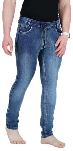 Bockle Gay-Zip Skinny Bluejeans Stretch Push-Strap Jeans No.5 Herren | Durchgehender Reißverschluss, Twinks, Gays Party Szene