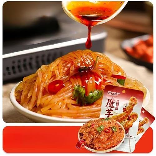 Ready-to-Eat Konjac Knots, Sour & Spicy Konjac Noodles, Pickled Pepper Flavor Pickled Vegetables, Healthy Vegan Food, Snack Gift Pack, Side Dish, Chinese Latiao (Hot Pot Flavor,5pack)