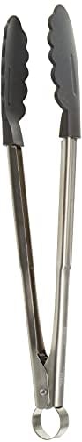 Cuisipro Küchenzange Edelstahl mit Nylon-Enden, 30,5 cm, Grillzange Edelstahl mit Verriegelungsmechanismus, Hitzebeständige Kochzange bis 220°C, Nudelzange mit rutschsicheren Enden