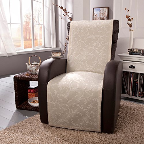 Erwin Müller Sesselschoner, Sofaüberwurf, Sofaläufer, Sesselüberwurf Ecru Größe 150x200 cm - Schutz vor Schmutz, mit Kuvertsaum (weitere Farben, Größen)