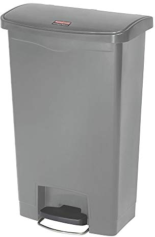 Rubbermaid Commercial Products Slim Jim Step-on Resin Front Step Waste Receptacle Bin 50 Litre Grey 1883602