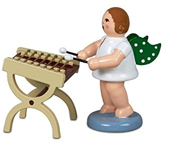Rudolphs Schatzkiste Holzfigur Engel mit Hackbrett und Krone Höhe 6cm NEU Holzengel Instrument Seiffen Erzgebirge Figur Dekoration Holzfiguren Weihnachten Fensterschmuck Spielzeug Deko