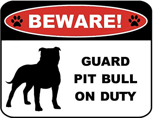 Vorsicht vor Guard Pitbull (Silhouette) On Duty 22,9 x 29,2 cm laminiert Hundeschild