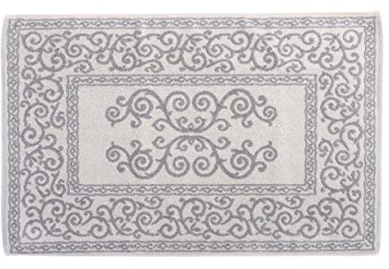 HomeLife Badematte, rechteckig, aus Baumwolle, Maße: 60 x 120 cm, Duschvorleger, hochwertig, maschinenwaschbar, Barock-Dekoration, Grau