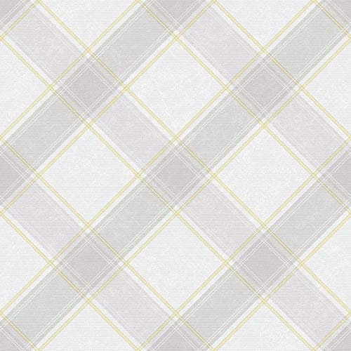 Holden Decor Whitcliffe Aiden Check Yellow Grey Wallpaper 90741 - Argyle Tartan