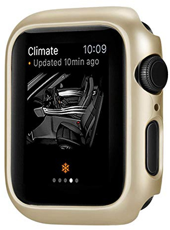 Leotop Kompatibel mit Apple Watch Hülle 40mm 44mm, Ultradünn PC Harte Case Gehäuse Schlankes Displayschutz Stoßstange Schutzfolie Rundherum Matte Abdeckung für iWatch Series 4 (40mm, Gold)