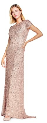 Adrianna Papell - Vestaglia da Donna a Maniche Corte con Lustrini - Rosa - 54