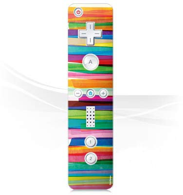 DeinDesign Skin kompatibel mit Nintendo Wii Controller Folie Sticker Streifen Wasserfarbe bunt