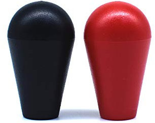 Arcity Arcade-Joystick-Schlägeroberseite, ovaler Griff, amerikanischer Typ, Ersatz für Zippy SANWA SEIMITSU Arcade1up Maschinenkonsolenschrank, Rot und Schwarz, DIY, langlebig, 2 Stück