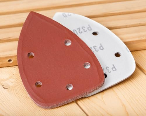YoiYee 320 Grit Mouse Detail Sander Sanding Sheet, 5 Holes Sand Paper Pad, Hook and Loop Sandpaper, Ideal for Wood/Paint, 140 x 90mm, Pack of 10