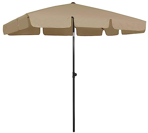 vidaXL Parasol de Plage Abri de Soleil Parasol de Jardin Parasol de Patio Terrasse Extérieur Anti-UV Anti-décoloration Taupe 200x125 cm