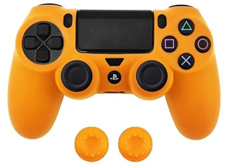 Soft Silicone Protective Case Cover for PS4 Case Controller Grip Covers for Dualshock 4 for Playstation 4 Gamepad Caps Game Controller Cases(Orange)