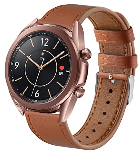 DEALELE Armband Kompatibel mit Samsung Galaxy Watch 7 / FE / 6/6 Classic / 5/5 Pro / 4/4 Classic / 3 41mm / Huawei GT2 42mm / GT3 42mm, 20mm Leder Ersatz Armbänder für Damen Herren, Braun
